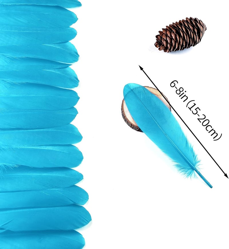 Ballinger Turquoise Craft Feathers Bulk - 120Pcs 6-8inch Goose Feathers for DIY Crafts Halloween Decorations, Jewelry,Cosplay and Clothing Accessories - Image 3